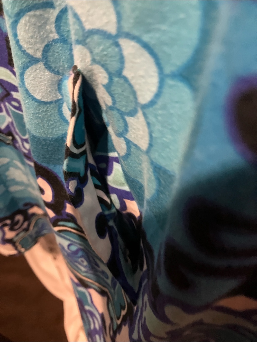 Beaded Neckline Blue Patterned Midi Dress - Picture 8 of 11